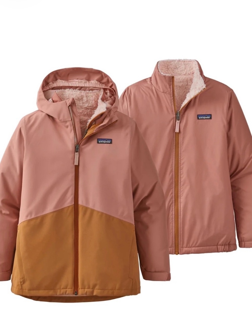 Patagonia 4 in 1 Everyday l Kids Reversible Jacket - Dusty Rose & Mustard